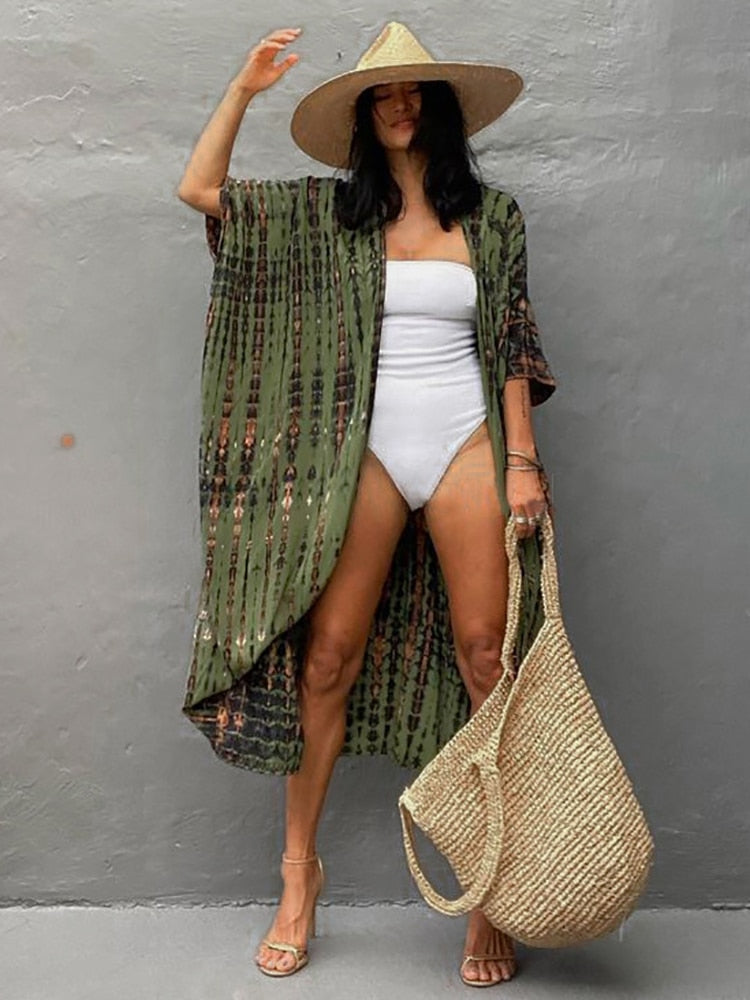 Tie Dye Kimono w/ Belt Swimsuit Cover Up