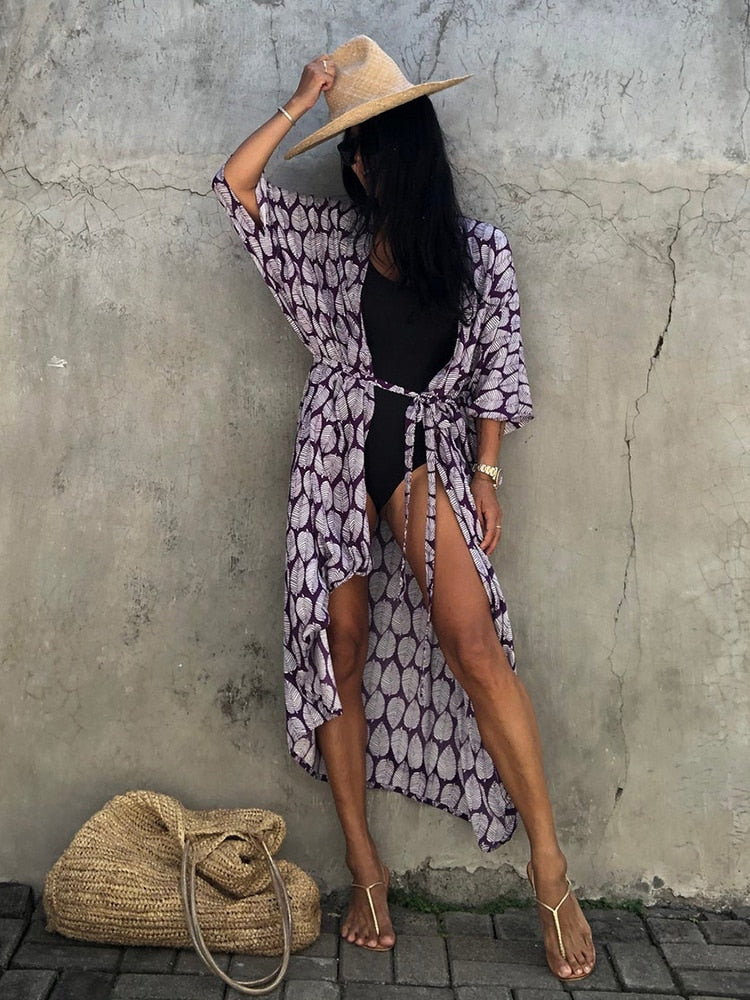 Tie Dye Kimono w/ Belt Swimsuit Cover Up