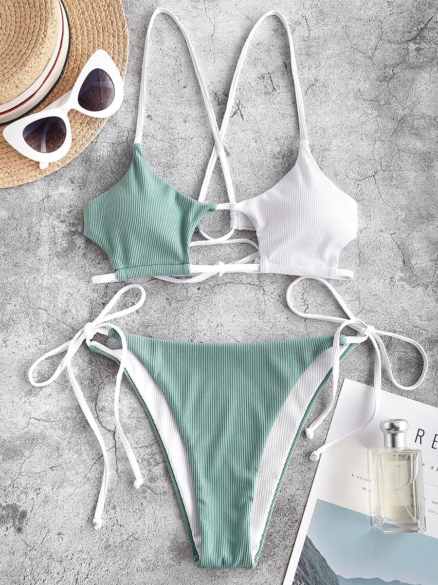 Keyhole Cutout String Bikini