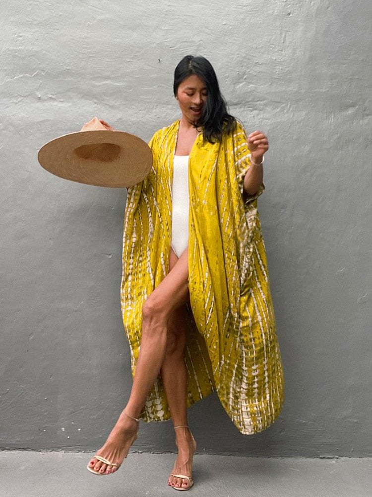 Tie Dye Kimono w/ Belt Swimsuit Cover Up