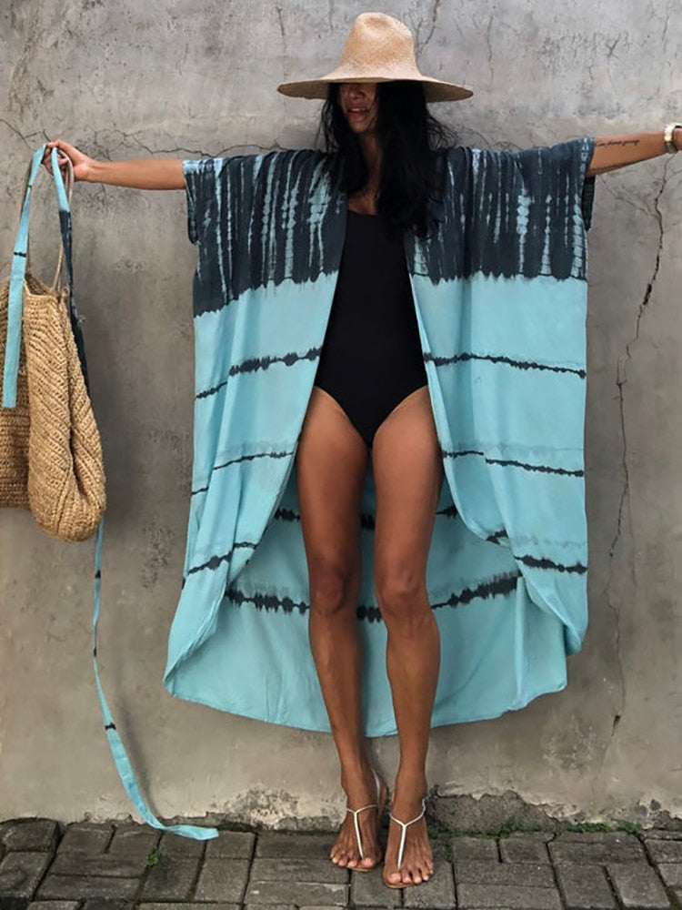 Tie Dye Kimono w/ Belt Swimsuit Cover Up