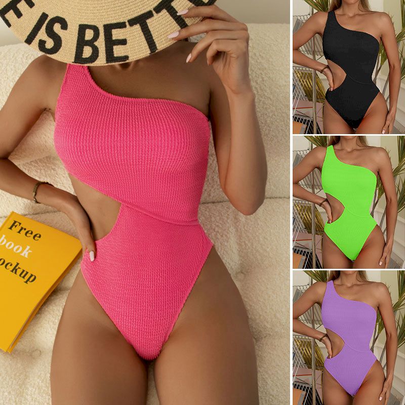 One Shoulder with Cutout One Piece Swimsuit