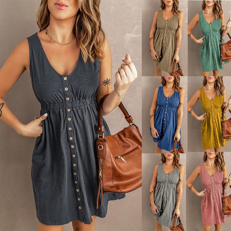 Button Front Cotton Dress